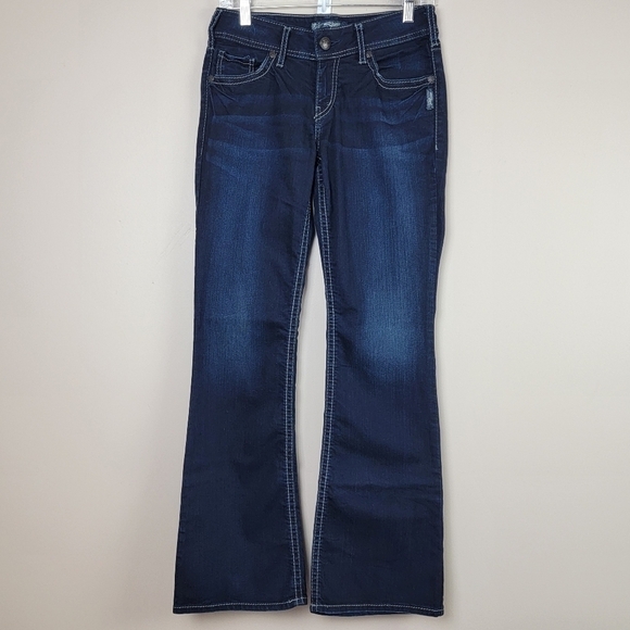 Silver Jeans Suki Mid Rise Bootcut Dark Wash Denim Blue Jeans Sz 28X32 - Picture 2 of 15